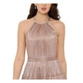 thumbnail image 3 of XSCAPE Womens Pink Metallic Zippered Tiered Sleeveless Halter Short Party Fit + Flare Dress 12, 3 of 5