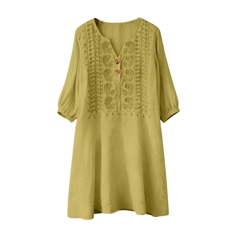 embroidered linen shift dress Yellow shift linen dress, hand embroidered linen dress with flower and hedgehog, tinythingsmadeuhappy