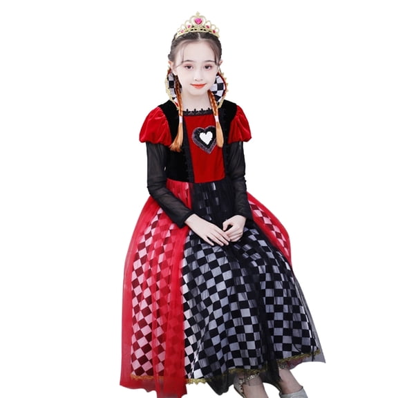 HAWEE Red Princess Costume for Girls Halloween Queen Cosplay Costume Dress,3-10Y