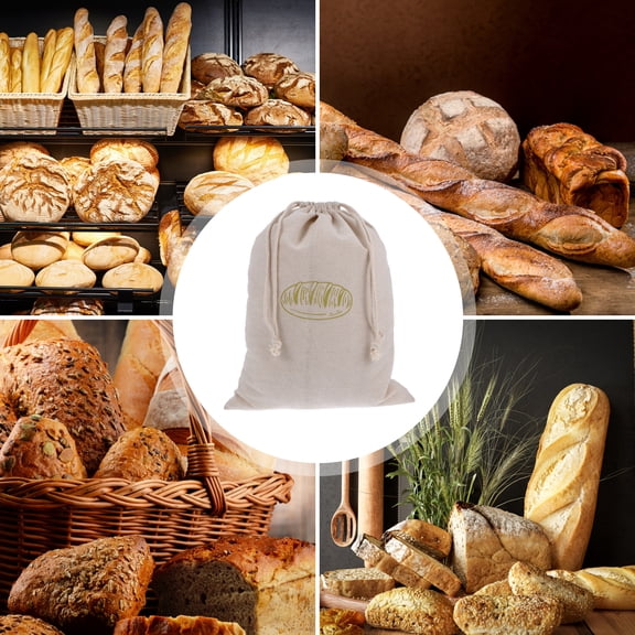 COSMOBETTY 1Pc Drawstring Linen Bread Pouch Unbleached Cloth Bags For Homemade Bread 15.72 x 11.79 in