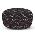thumbnail image 1 of Space Pouf Cover with Zipper, Cartoon Doodle Spacecraft Traveling to the Universe Cosmos UFOs Aliens Stars, Soft Decorative Fabric Unstuffed Case, 30" W X 17.3" L, Black Orange White, by Ambesonne, 1 of 5
