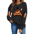 thumbnail image 2 of Ichuanyi Halloween Sweatshirts Women Colorful Pumpkin Ghost Graphic Pullover Shirt Halloween Witch Pumpkin Bat Crewneck Sweater, 2 of 6
