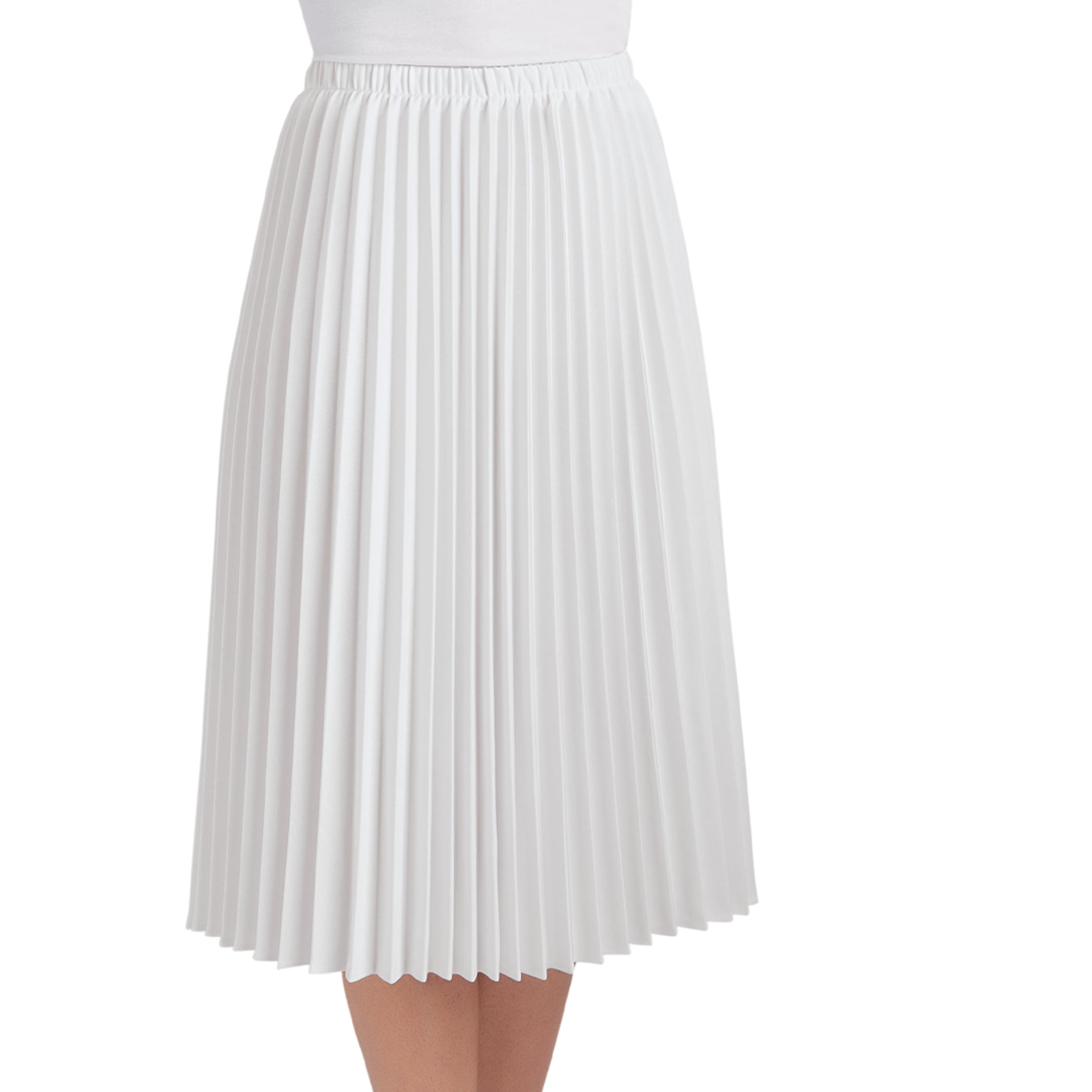 detectie ik ga akkoord met stel voor Women's Classic Pleated Mid-Length Jersey Knit Midi Skirt with Comfortable  Elastic Waistband, White, Medium - Made in The USA - Walmart.com