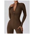 thumbnail image 5 of Fashion Zipper Long Sleeve Fitness Overalls Women Sportswear Quick-dry Gym Yoga Jumpsuit Black Sport Set Women One Piece Outfit, 5 of 6
