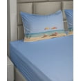 thumbnail image 2 of Ambesonne Beach Fitted & Top Sheet Set with Shams, Chair Umbrella Relaxing, Turquoise Beige, 2 of 4