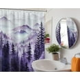 thumbnail image 2 of Mountain Shower Curtain Forest Purple White Nature Shower Curtains for Bathroom Decor Rustic Woodland Bath Curtain Liner Pine Tree Cool Bath Curtain Set with Hooks, 2 of 5