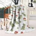 thumbnail image 2 of White Cartoon Dinosaurs Mushrooms Pattern Blanket,Comfortable Soft Flannel Throw Blanket,All Season,Warm Lightweight Blankets for Sofa Bed Couch Living Room Chair,60"x80", 2 of 4
