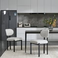 thumbnail image 6 of Mid-Century Modern Dinning Chairs Set of 2, Upholstered Boucle Dining Room Chairs with Black Metal Legs for Kitchen Living Room, Beige, 6 of 7