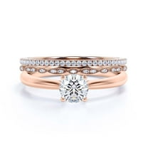 Spectacular And Decorative 2.00 Carat Round Cut Diamond Moissanite Solitaire Engagement Ring, Wedding Ring, Trio Set in 10k Solid Rose Gold, Gift For Her,Promise Ring, Anniversary Ring