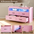 thumbnail image 6 of FANRAL 4 Drawers Dresser & Open Shelf for Bedroom,Modern Wooden Chest of Drawers with LED Light,Storage Organizer Dresser for Closet,Pink Dresser, 6 of 7