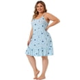 thumbnail image 3 of DARING DIVA Women's Plus Size Printed Strap Nightwear 3X Light Blue, 3 of 6