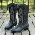 thumbnail image 6 of Chenyee Cowboy Boots for Women Wide Width Embroidered Mid Calf Heel Pointed Toe Western Booties, 6 of 7