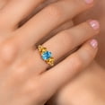 thumbnail image 4 of Gem Stone King 18K Yellow Gold Plated Silver Swiss Blue Topaz and Yellow Sapphire Filigree Style 3 Stone Ring for Women (2.53 Cttw, Oval 8X6MM and 6X4MM) (Size 9), 4 of 6