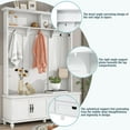 thumbnail image 4 of Bellemave Modern Hall Tree with Storage Cabinet, Shelves and 2 Large Drawers, Widen Entryway Storage Bench with 5 Coat Hooks Coat Rack for Hallway Mudroom Living Room Bedroom, Cool White, 4 of 11