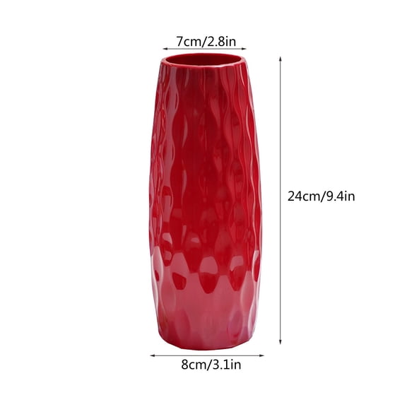 FEOLGEHLY Plastic Flower Vases for Centerpieces, Home Indoor Desk Decor, Modern Style Pot for Wedding Housewarming Gift, Garden Living room Front Porch Patio Yard Or Deck Decorations, Red