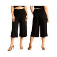 thumbnail image 2 of LMLYSoH Women’s High Rise Capri Pants Elastic Waist Solid Color Loose Fit Cropped Pants Trousers, 2 of 8