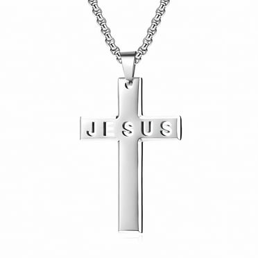 Men's Stainless Steel Cross Crucifix Bible Prayer Pendant Necklace 22+2