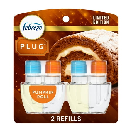 febreze plug in air freshener odor-fighting scented oil refill pumpkin roll 2 refill