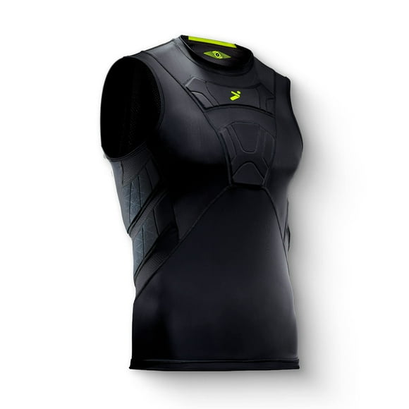 Storelli BodyShield Sleeveless Undershirt | Protective Soccer Base Layer | Lightweight Compression Top | Padded Chest and Rib Protection | Black | Small