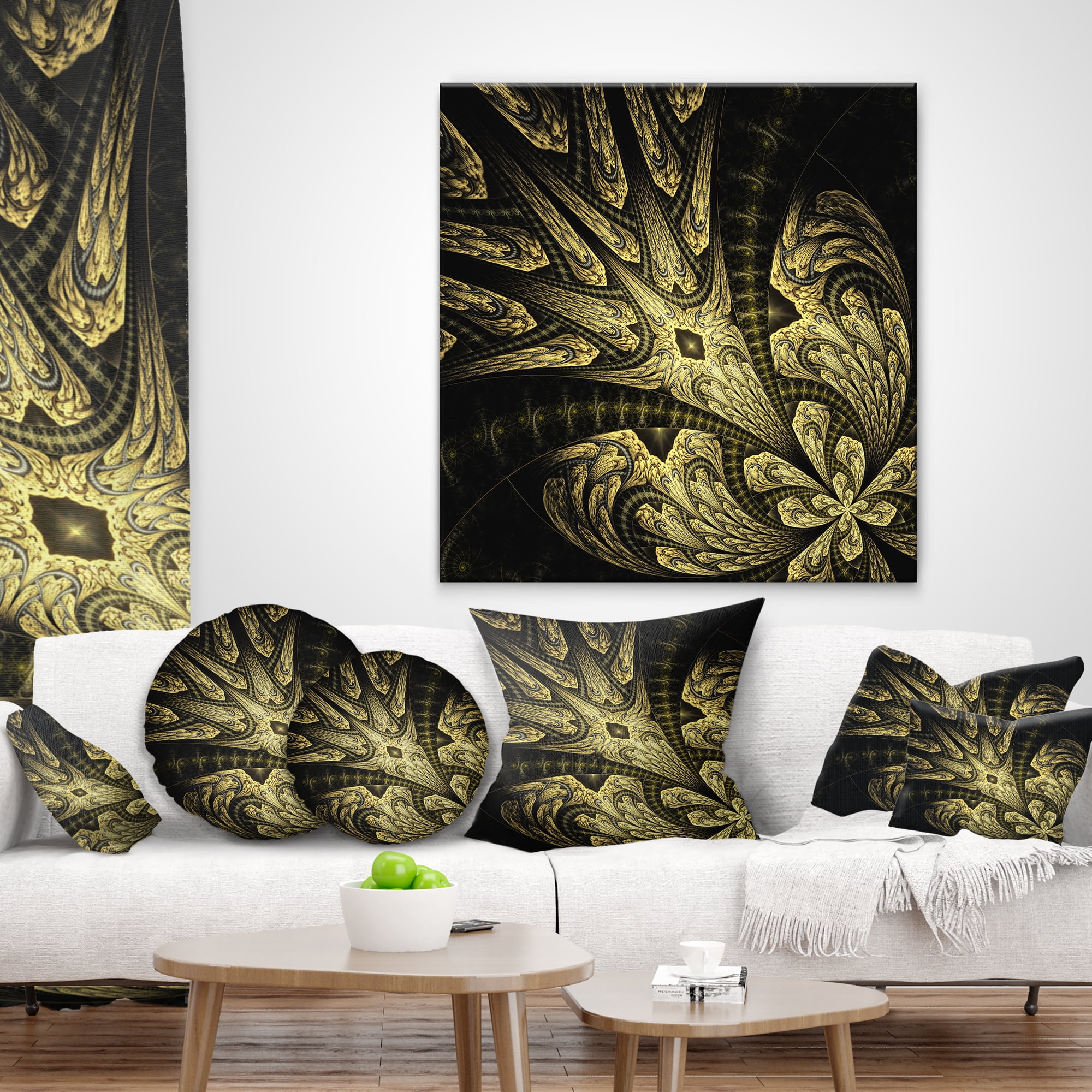 Designart 12" x 20" Black Polyester Throw Pillow