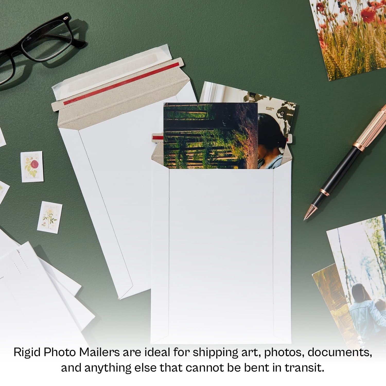 SSBM Rigid White Kraft Cardboard Mailers, 7" x 9" 200 Pcs with Tear Strip. Self Seal Shipping Mailing Envelopes 200 Count