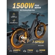 Electric Bike for Adults Peak 750W 20MPH Brushless Motor,48V Electric Mountain Bikes, 26×4 Fat Tires Ebike,7 Speed (Grey)