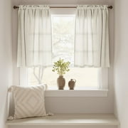 Curtainking Print Rod Pocket Curtains, Crude Linen Textured Cafe Curtains, for Kitchen 26 x 36 2 Panels, Crude