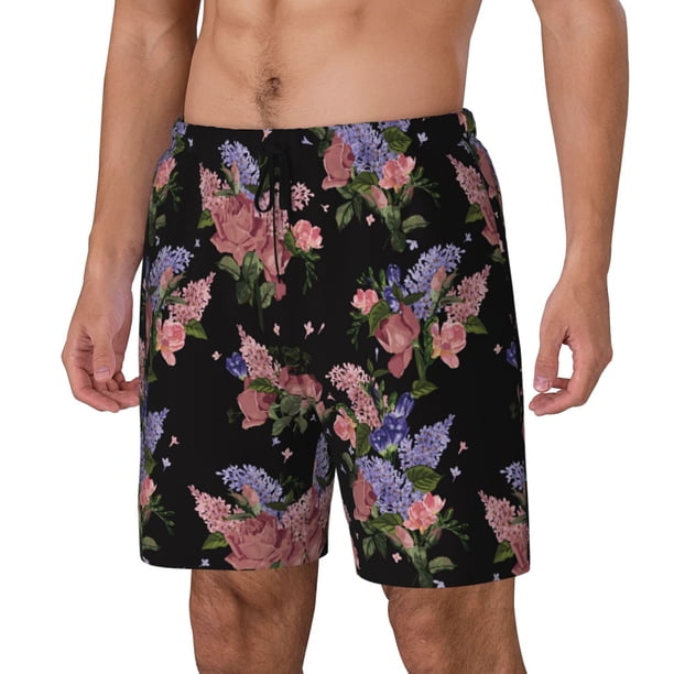 Fotbe Bouquet Traje de Baño para Hombre – Shorts de Natación de Secado Rápido con Forro y Bolsillos-Large