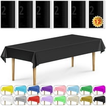 DecorRack 12 Plastic Tablecloths, 54 x 108 inch, Rectangular, Black