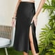 thumbnail image 4 of Falda casual Falda drapeada de satén brillante Faldas largas suaves para mujer (Negro XL) FLhrweasw Para estrenar, 4 of 7