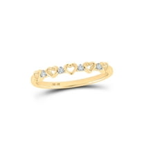 10kt Yellow Gold Womens Round Diamond Heart Ring 1/20 Cttw