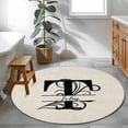 thumbnail image 3 of Round Rugs 3Ft, Letter T Round Area Rug Washable Indoor Throw Carpet, Monogram Words Small Non Slip Circle Rug for Bedroom Living Room Home Decor Aesthetic, 3 of 8