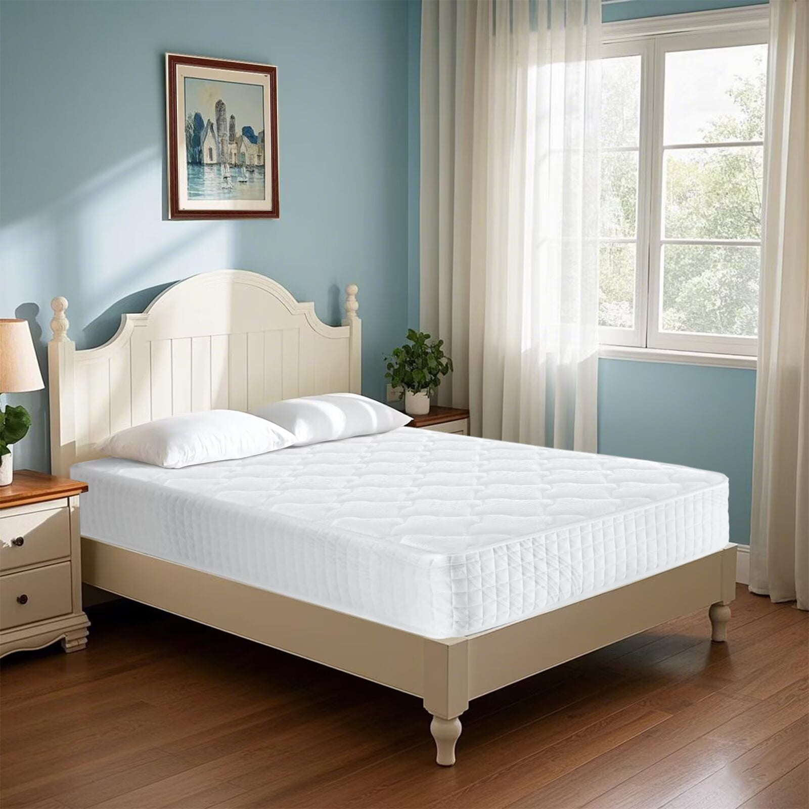10 Inch Twin Hybrid Mattress - Medium Firm, Memory Foam & Pocketed Coils for Motion Isolation & Pressure Relief, CertiPUR-US Foam, Fiberglass-Free, Mattress in a Box White