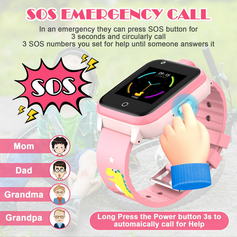 4G Kids Smart Watch with GPS Tracker and Calling, HD Touch Screen Kids Cell  Phone Watch Combines SMS, Voice, Video Call, SOS, WiFi, Face Unlock
