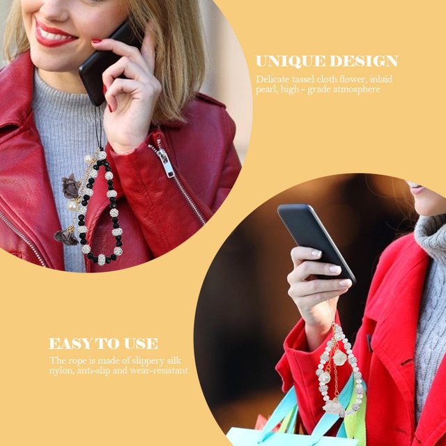 BESTYASH 2Ud Adorno Para Teléfono Con Cadena De Y Flores De Exclusivo Multicolor