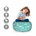 thumbnail image 2 of Airplane Storage Toy Bag Chair, Disoriented Flying Jets in Clear Sky with Curly Clouds Travel Vacation Theme, Stuffed Animal Organizer Washable Bag, Large Size, Turquoise White, by Ambesonne, 2 of 3