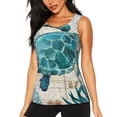 thumbnail image 1 of Balery Watercolor Sea Turtle Camiseta sin mangas estampada ligera para mujer, tops de entrenamiento sin mangas, camisetas de yoga transpirables de secado rápido.-XX-Large, 1 of 7