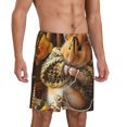 thumbnail image 2 of Sikiie Modern Floral Guinea Pig Mens Pajama Shorts, Lightweight Lounge Pant with Pockets Soft Sleep Pj Shorts for MenLarge, 2 of 6