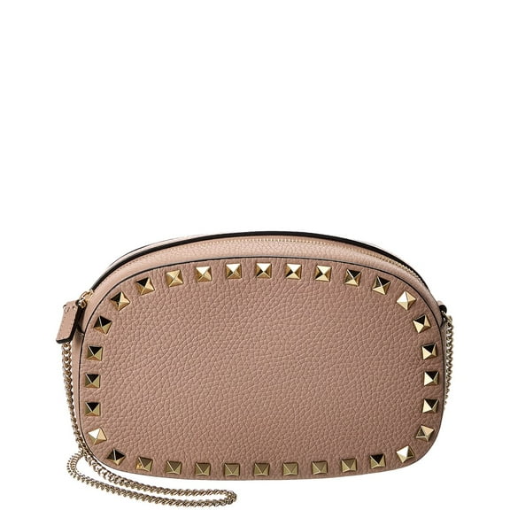 Valentino Rockstud Mini Grainy Leather Crossbody, Beige