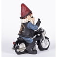 thumbnail image 3 of 9.25" Biker Gnome Giving a Peace Sign Garden Statue, 3 of 6