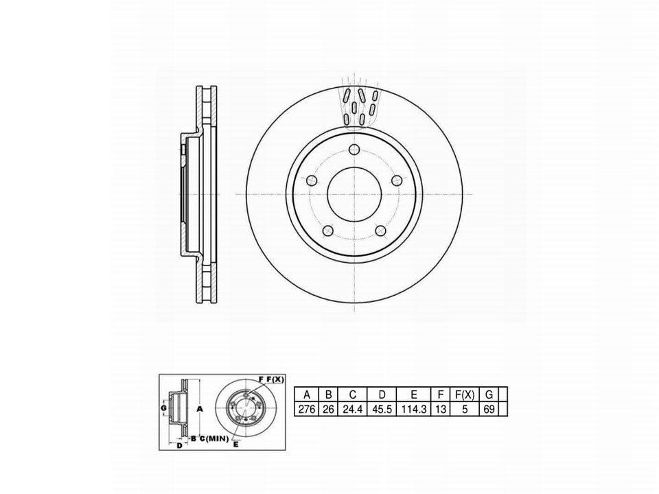 UltraHC Coated High Carbon Brake Rotor, Front UR001354, Mitsubishi Lancer 2015-2008