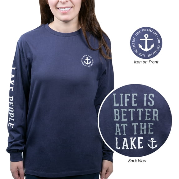 Pavilion Gift Company - Lake People - Small Navy Unisex Long Sleeve T-Shirt