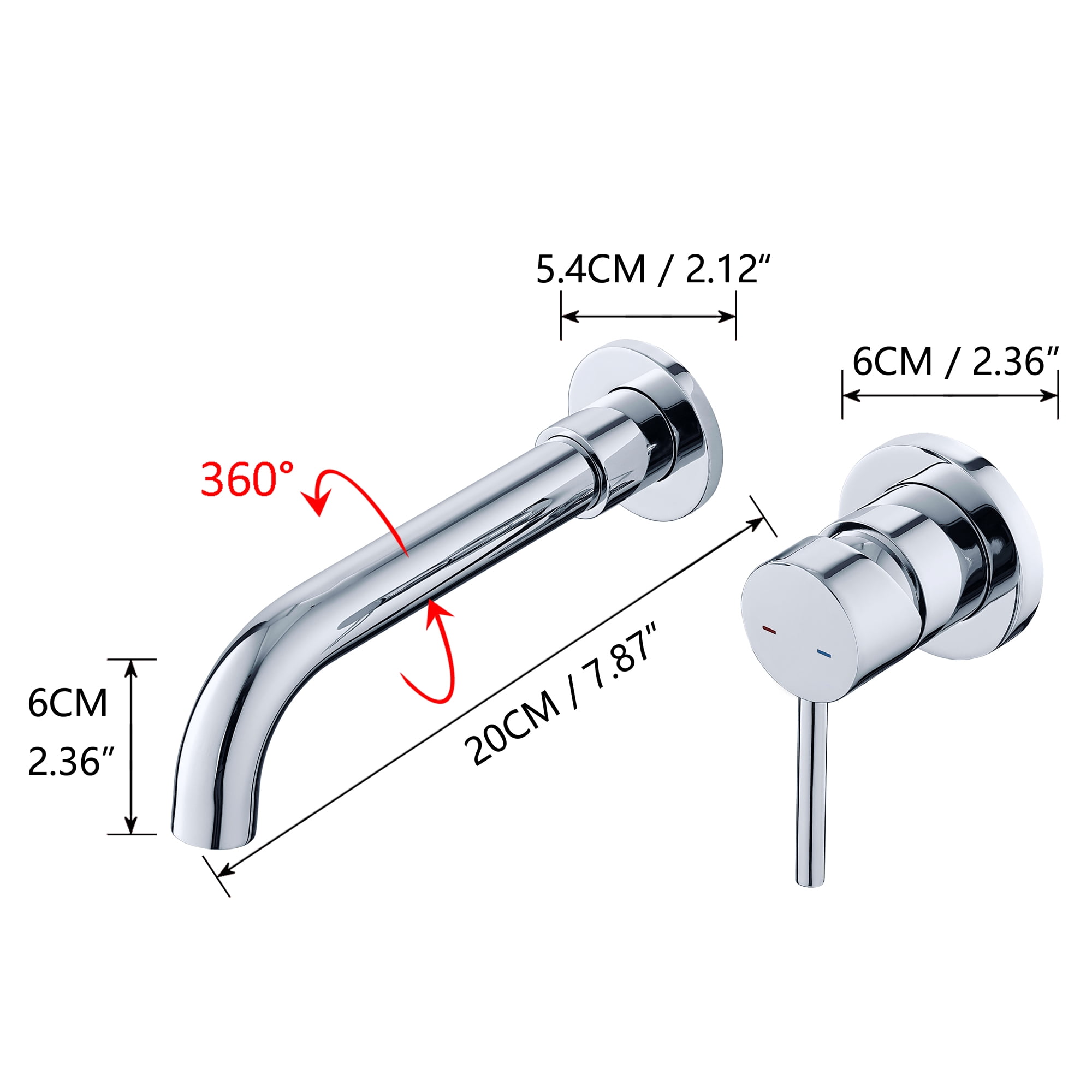 UMANYI Wall Mounted Bathroom Faucet Chrome Wall Mount Faucets for Bathroom Vessel Sink Brass Wall Bathtub Faucet with Rough-in Valve 360 Swivel Spout