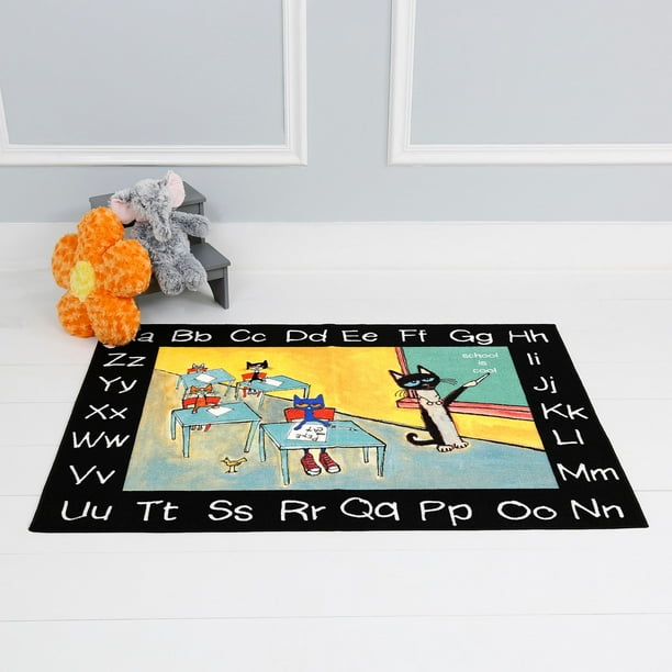 Pete The Cat Elementary Alphabet Pete Graphic/Print Kids Area Rug