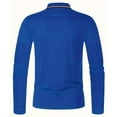 thumbnail image 3 of Homeyce Mens Polo Shirts Long Sleeve Contrast Collared Polo Shirts Button Down Fashionable Business Athletic Casual Shirt Solid Color Golf Shirts,Blue M, 3 of 4