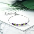 thumbnail image 3 of Gem Stone King 2.67 Ct Round Purple Amethyst Green Peridot 925 Sterling Silver Tennis Bracelet for Women, 3 of 4