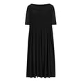 thumbnail image 6 of HAPIMO Women's Plus Size Mini Lace Loose Dress Discount Stripe Print Retro Boho Sale Short Sleeve Empire Waist Elegant Holiday Summer Beach V Neck Sundress for Girls Black XL, 6 of 7