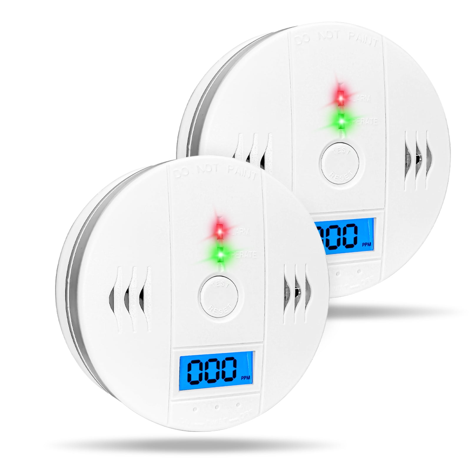 Carbon Monoxide Detectors, 2 Pcs Battery Powered Carbon Monoxide Alarm