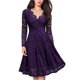 thumbnail image 1 of SAYOO Vestido floral de encaje femenino, falda de manga larga sólida con cuello en forma de V y cintura alta SAYOO  moda, 1 of 6