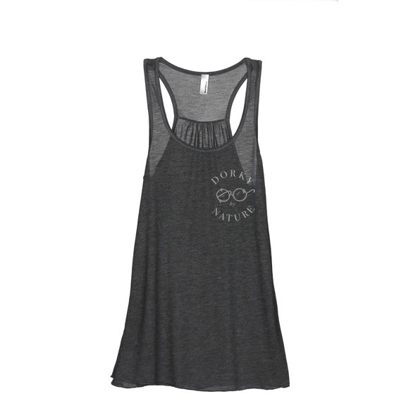 Dorky By Nature Women's Fashion Sleeveless Flowy Racerback Workout Yoga Tank Top Charcoal Grey 2X-Large